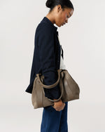 Load image into Gallery viewer, Liza Tote in Dark Taupe Suede/Leather
