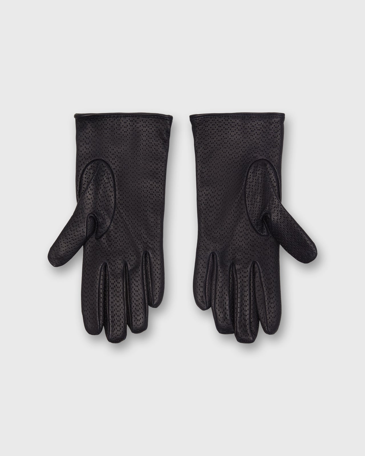 Cashmere-Lined Perforated Gloves in Navy Nappa Leather