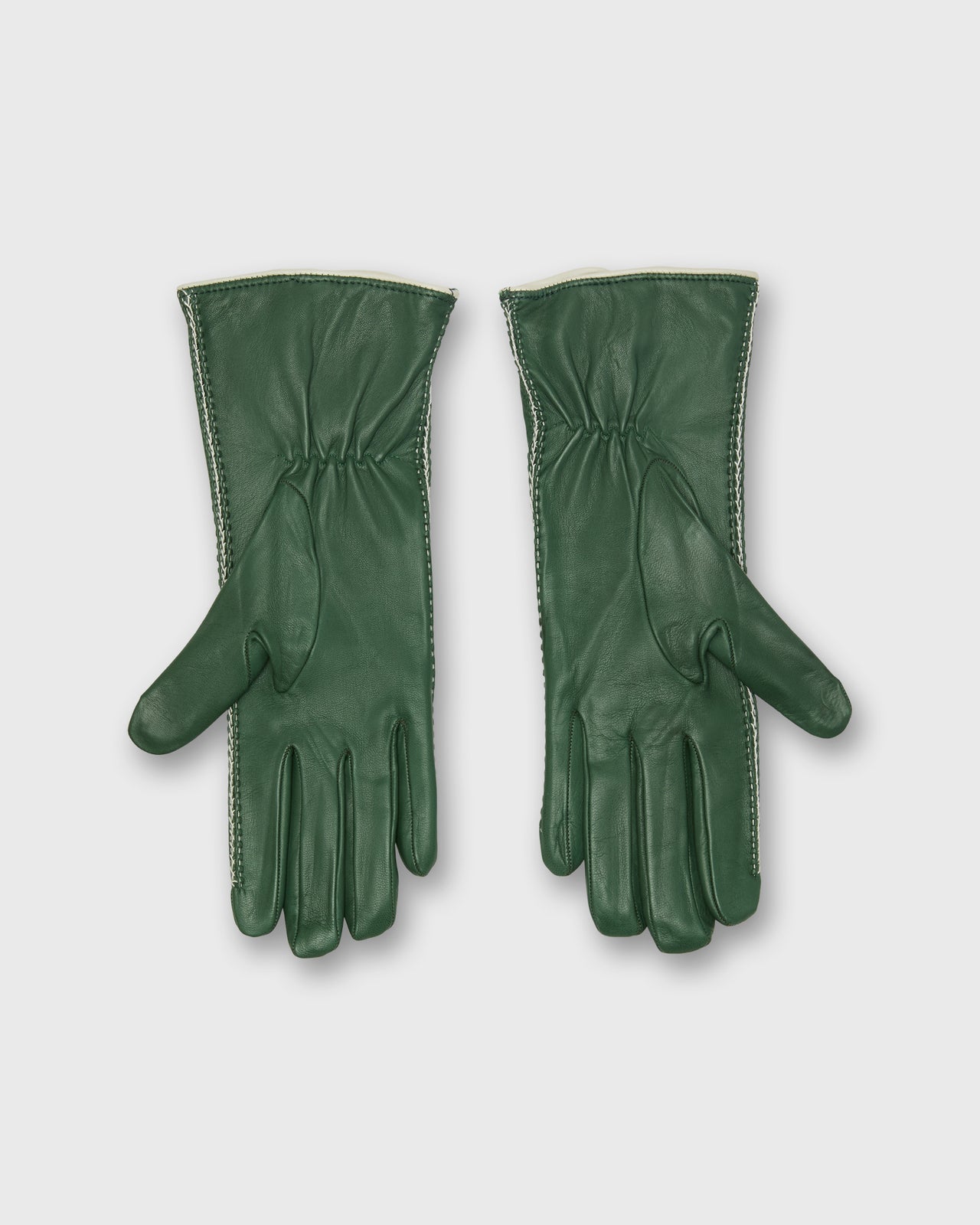 Hand-Stitched Cashmere-Lined Gloves in Green Nappa Leather