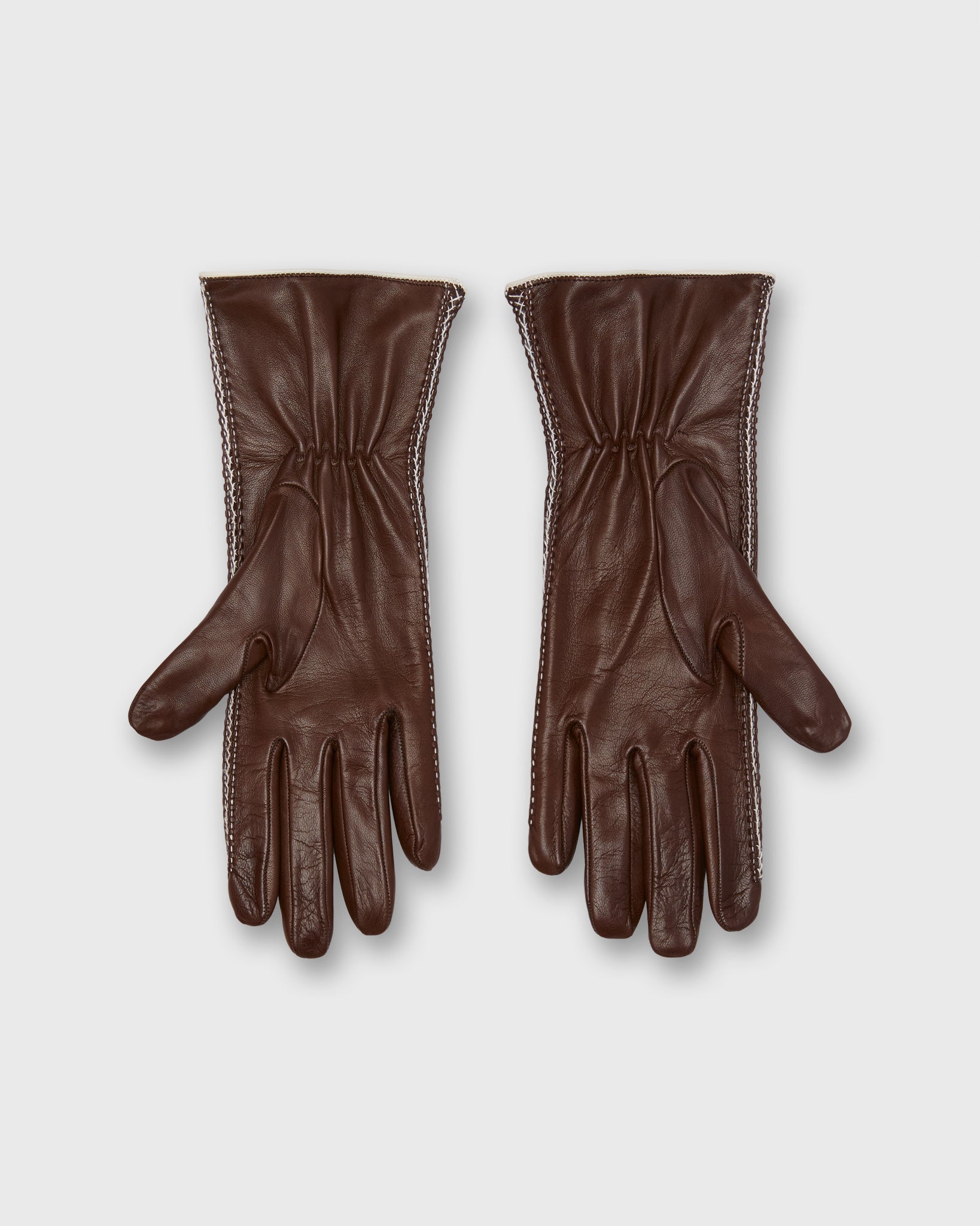 Hand-Stitched Cashmere-Lined Gloves in Dark Brown Nappa Leather