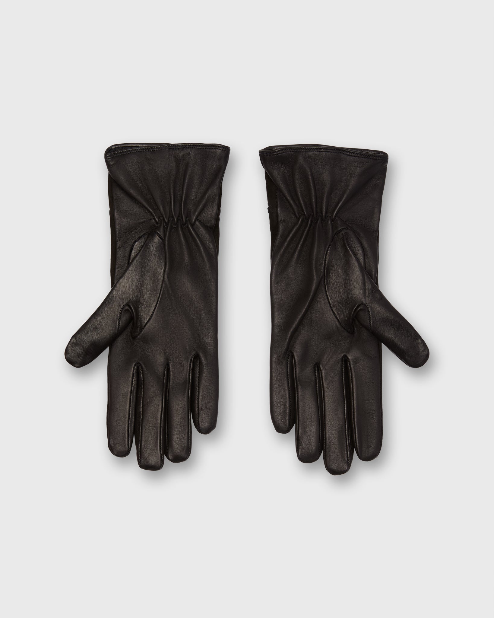 Cashmere-Lined Color Block Gloves in Black Nappa Leather/Suede