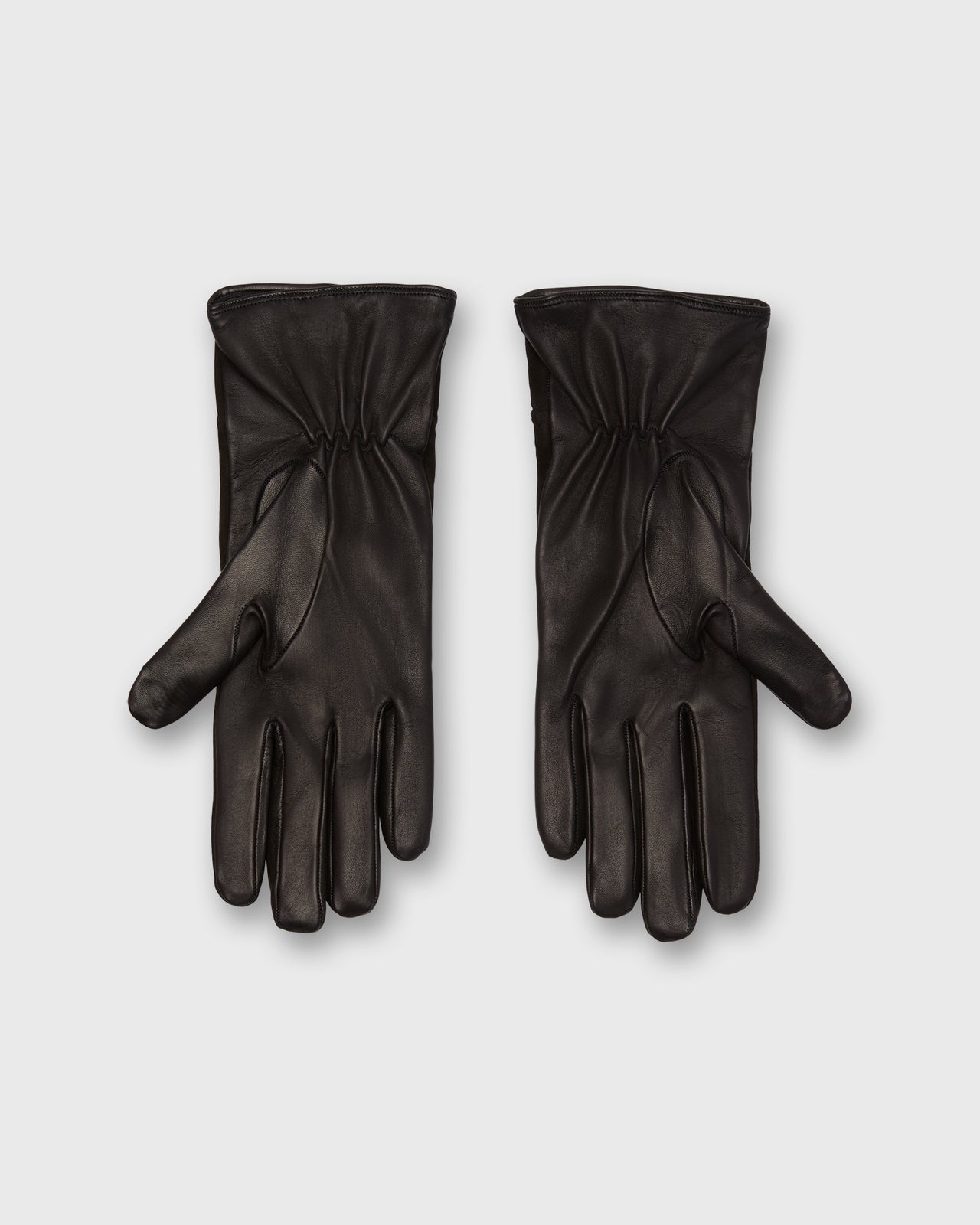 Cashmere-Lined Color Block Gloves in Black Nappa Leather/Suede