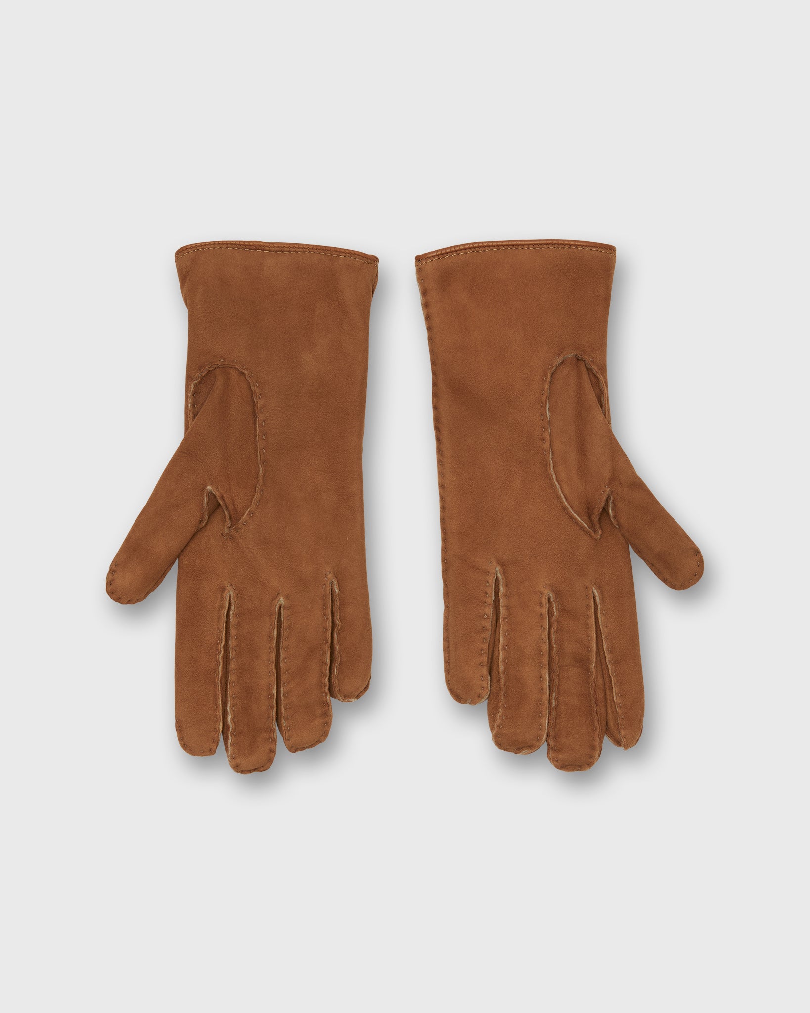 Sherpa-Lined Gloves in Caramel Suede