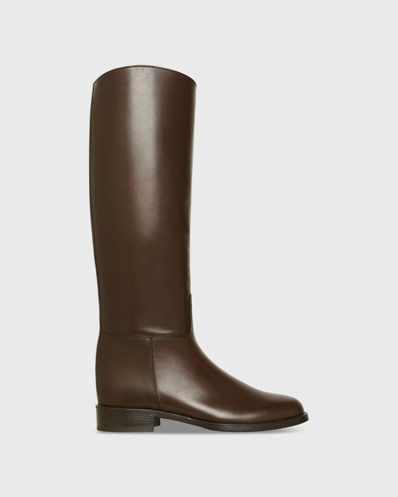 Pull-On Riding Boot in Dark Brown Leather