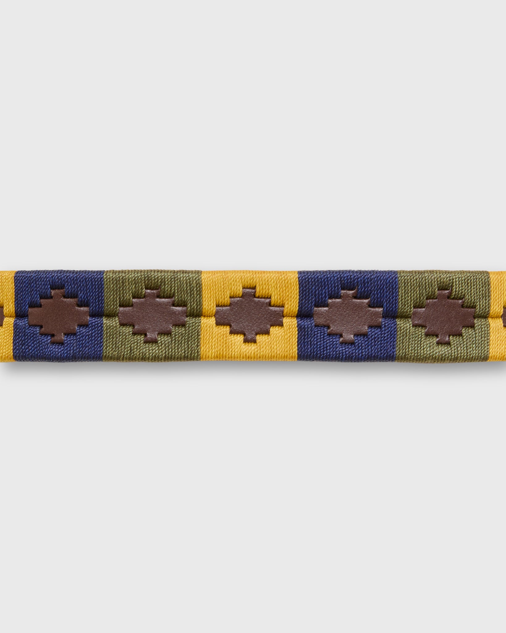 1 1/8" Polo Belt in Gold/Olive/Navy Chocolate Brown Leather