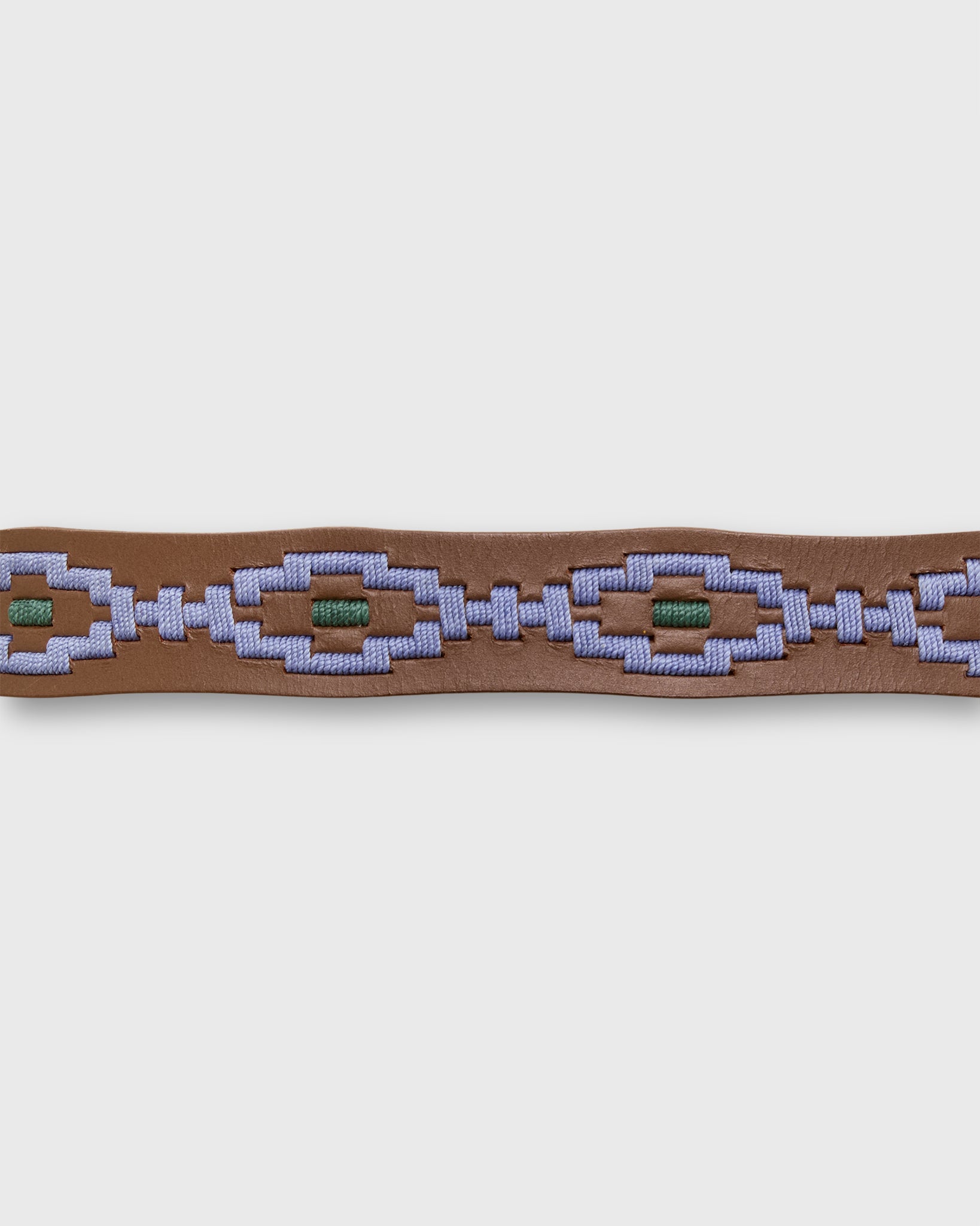 1 1/8" Polo Belt in Lavender/Green Medium Brown Leather