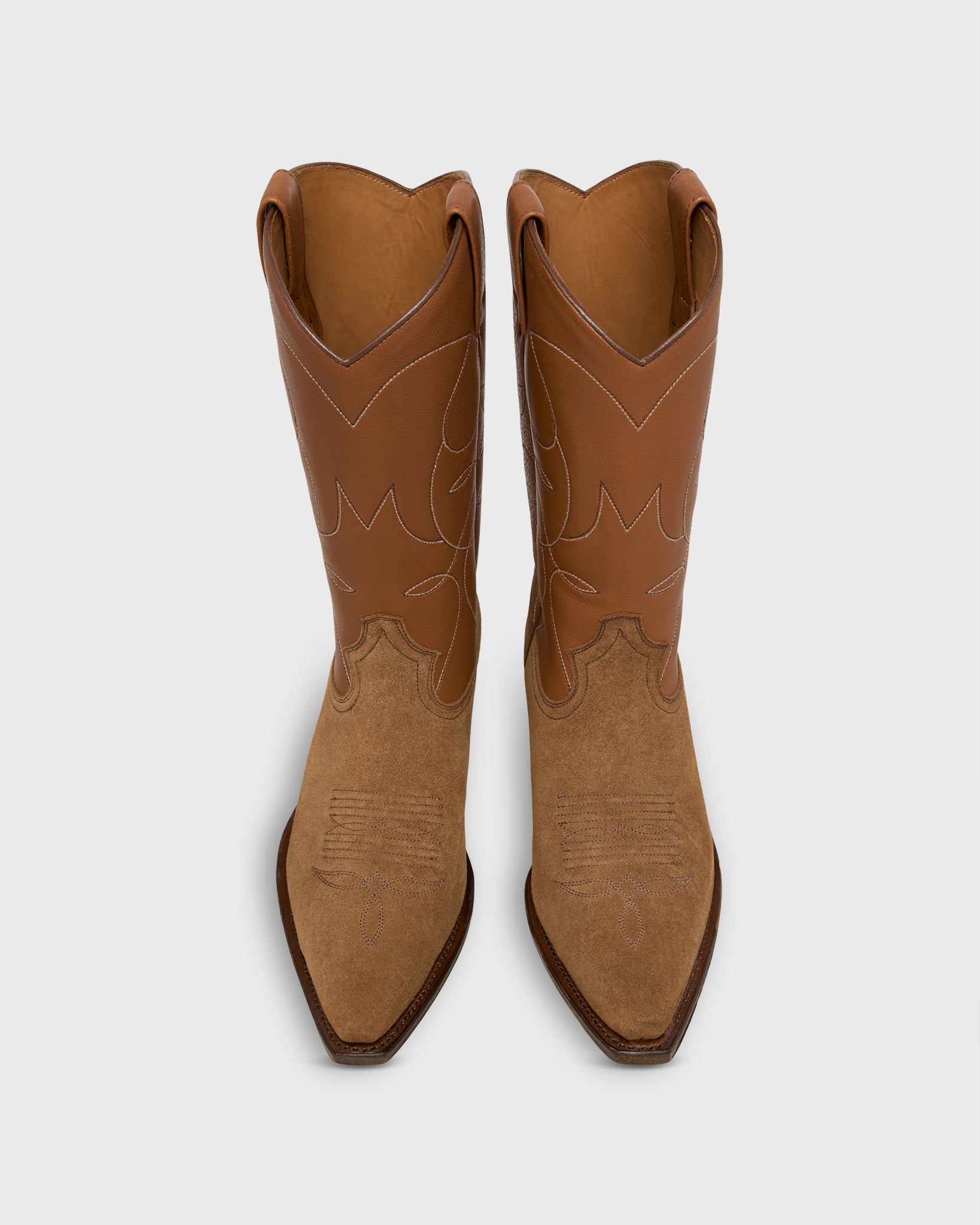 Tammy Cowboy Boot in Tobacco Leather/Cigar Suede
