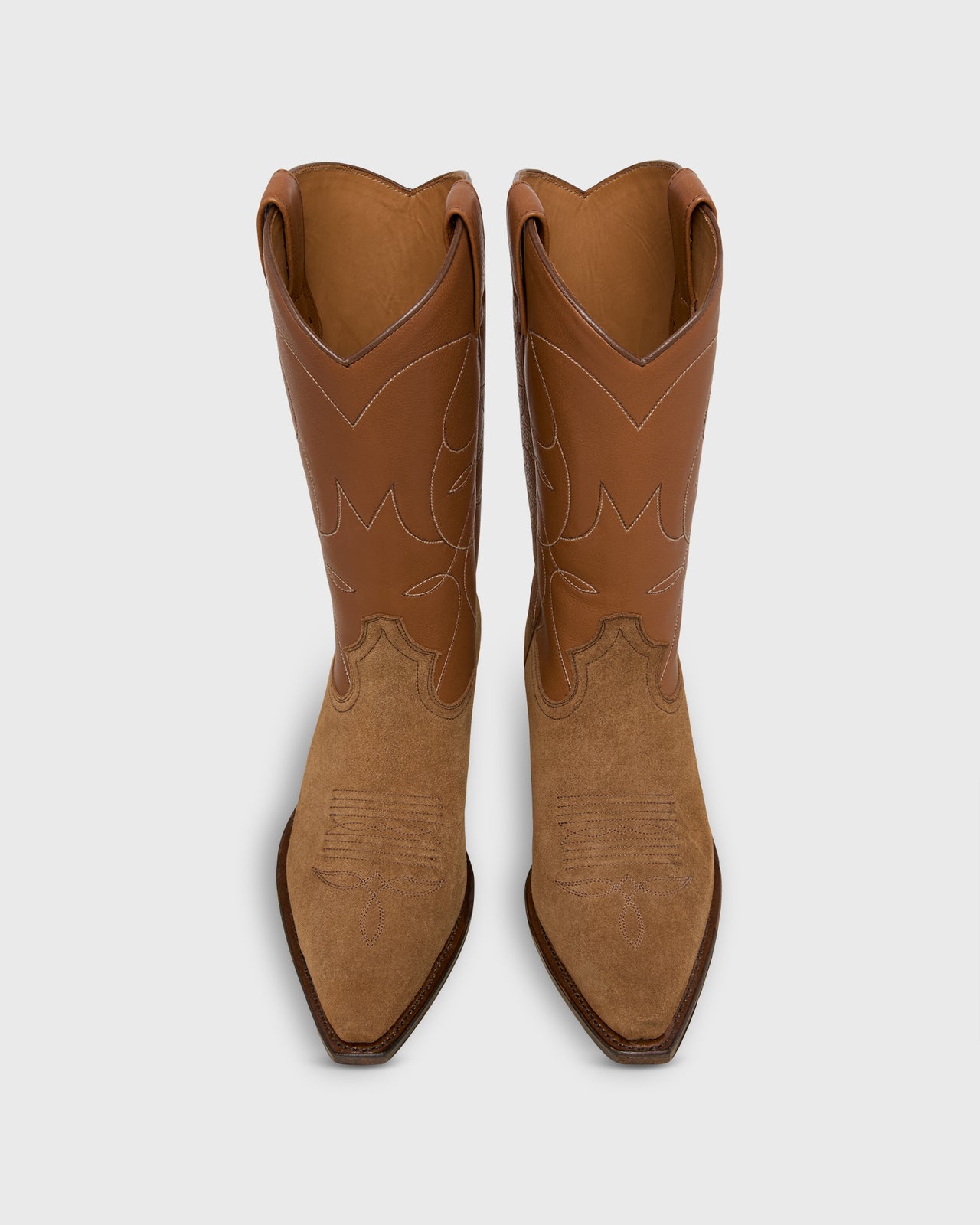 Tammy Cowboy Boot in Tobacco Leather/Cigar Suede