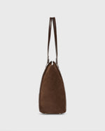 Load image into Gallery viewer, Evie Tote in Dark Brown Suede/Leather
