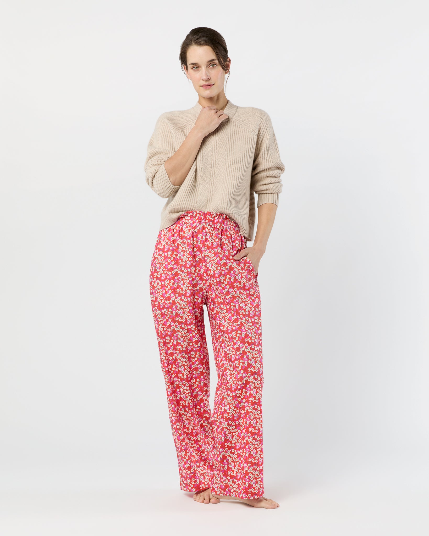 Pajama Pant in Red Mitsi Liberty Fabric