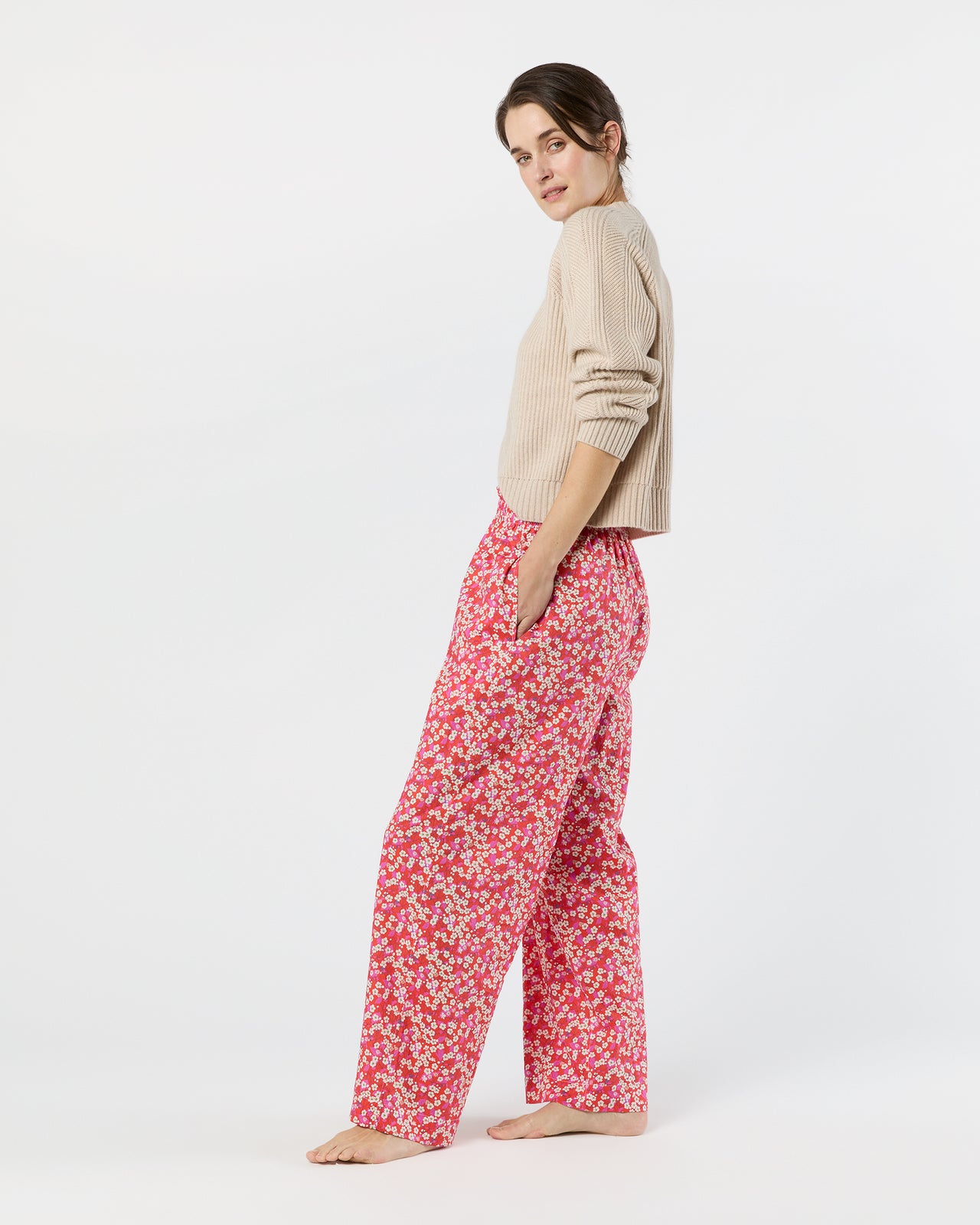 Pajama Pant in Red Mitsi Liberty Fabric