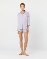 Load image into Gallery viewer, Hailey Pajama Shorts Set in Pink/Blue Multi Stripe Poplin
