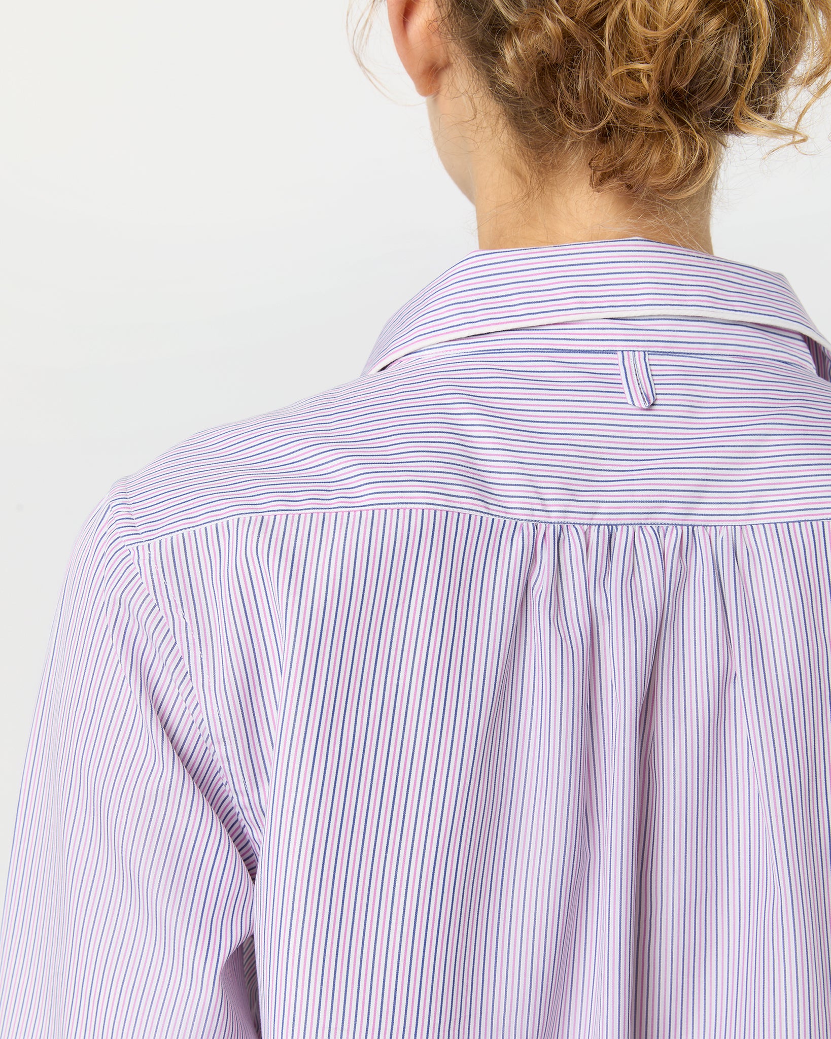 Hailey Pajama Shorts Set in Pink/Blue Multi Stripe Poplin