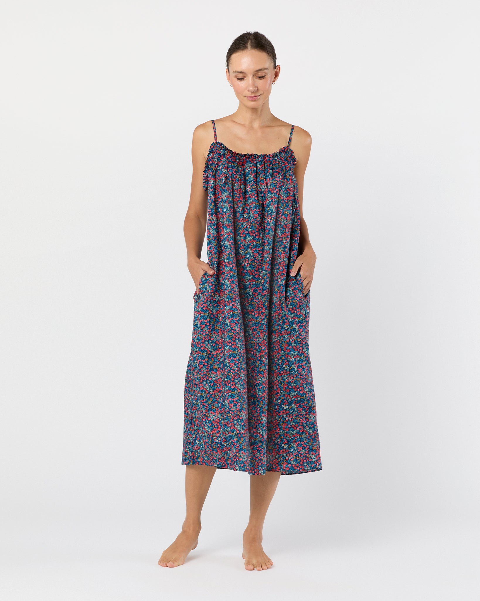 Lena Slip in Red/Blue Wiltshire Liberty Fabric