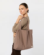 Load image into Gallery viewer, Reusable Tote Bag in Red/Sage Sunny Liberty Fabric
