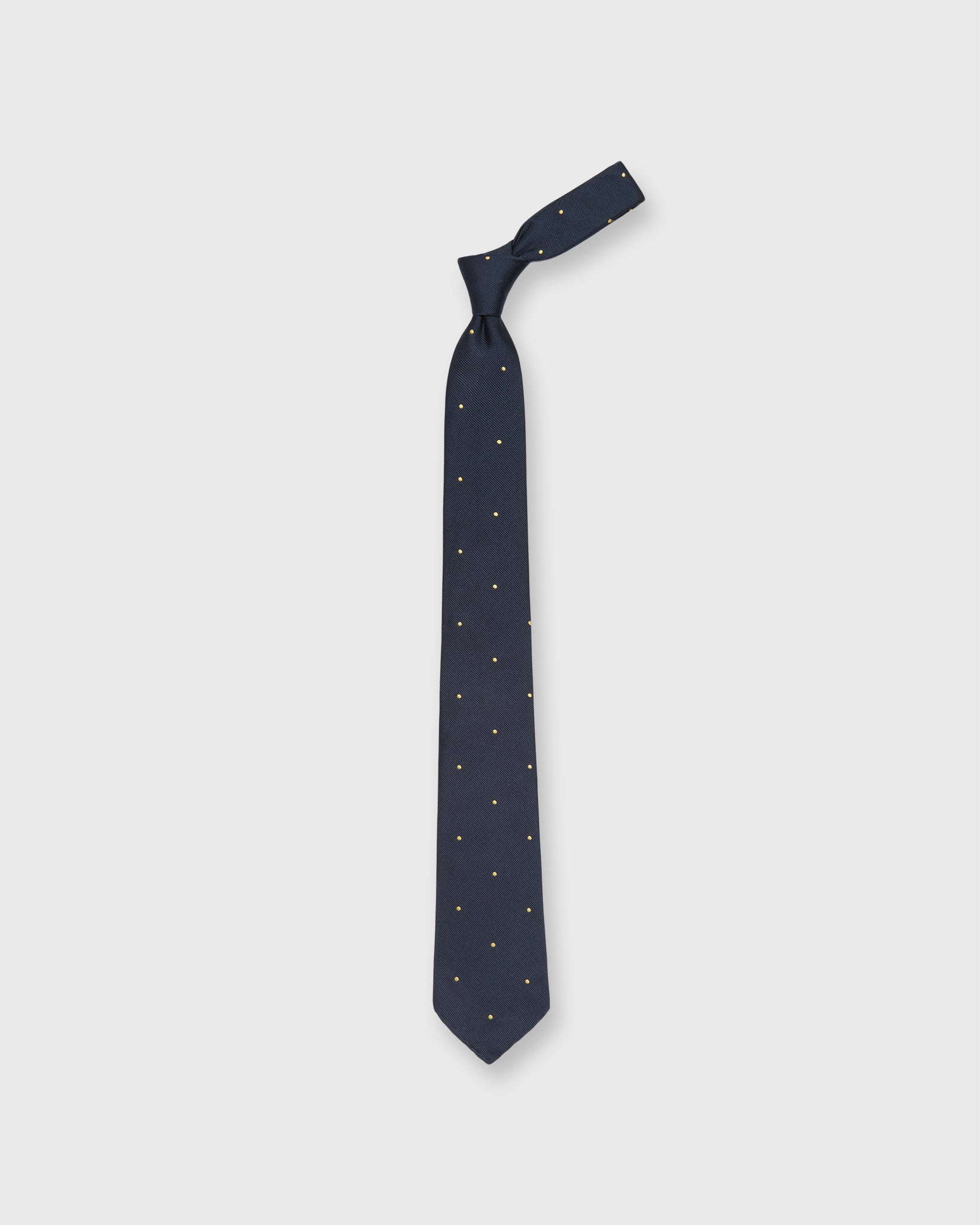Silk Woven Tie in Navy/Yellow Dot
