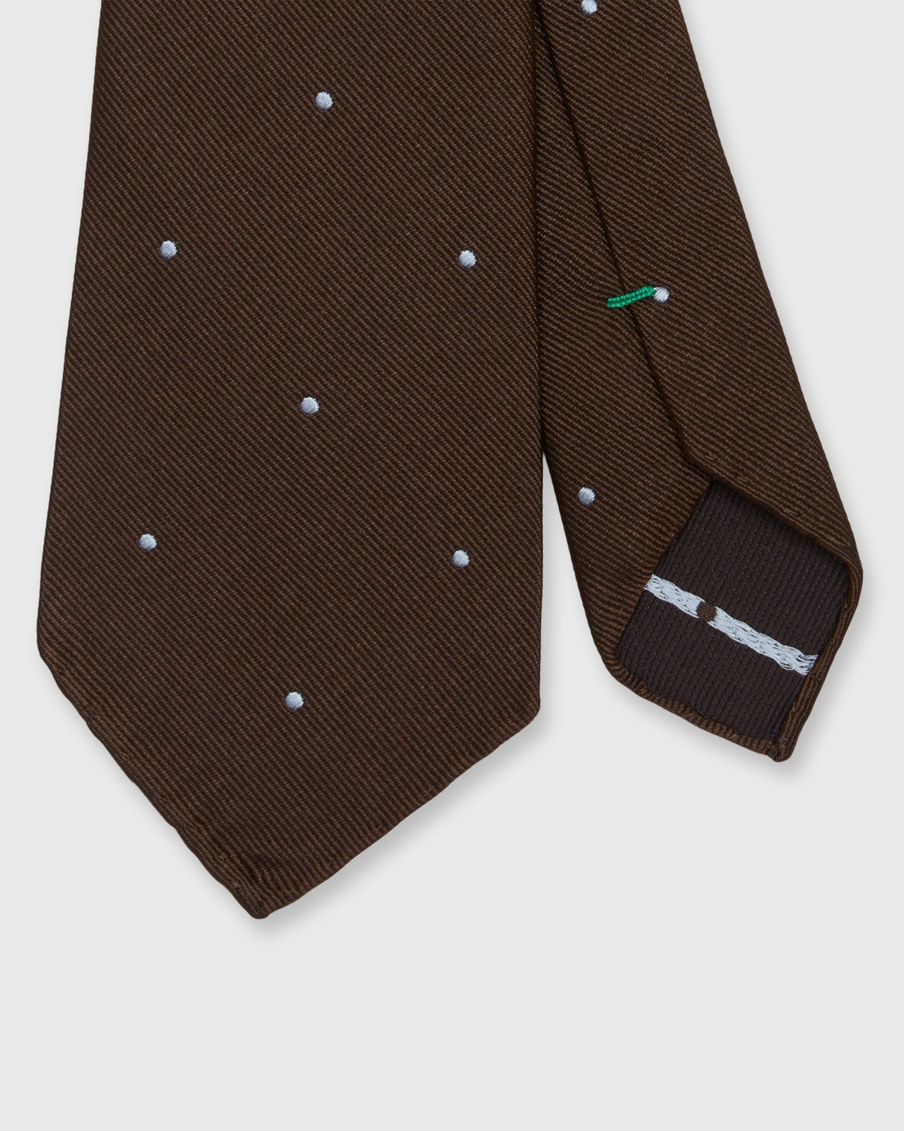 Silk Woven Tie in Brown/Sky Dot