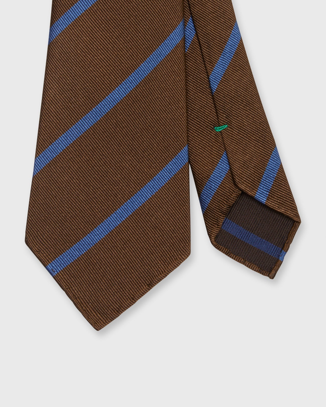 Silk Woven Tie in Brown/Blue Bar Stripe