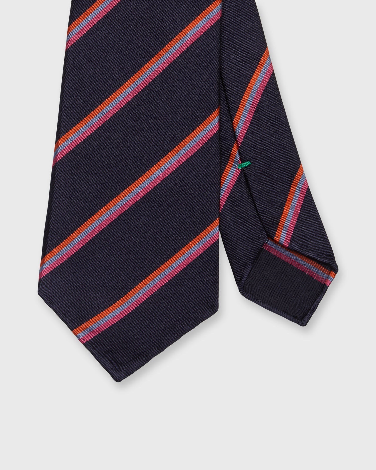 Silk Woven Tie in Navy/Orange/Peri Multi Stripe
