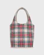 Load image into Gallery viewer, Paola Bucket Bag in White/Red Tartan Wool
