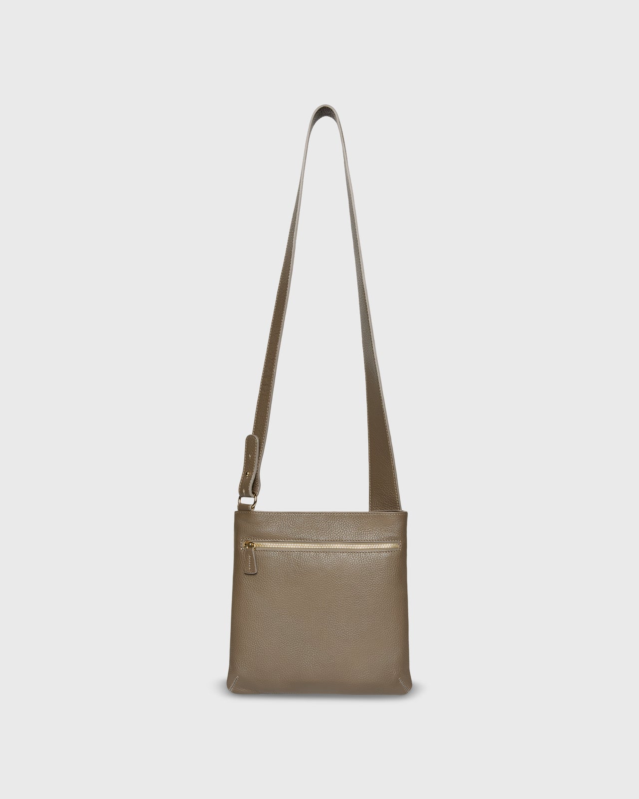 Crossbody Pouch in Dark Taupe Leather