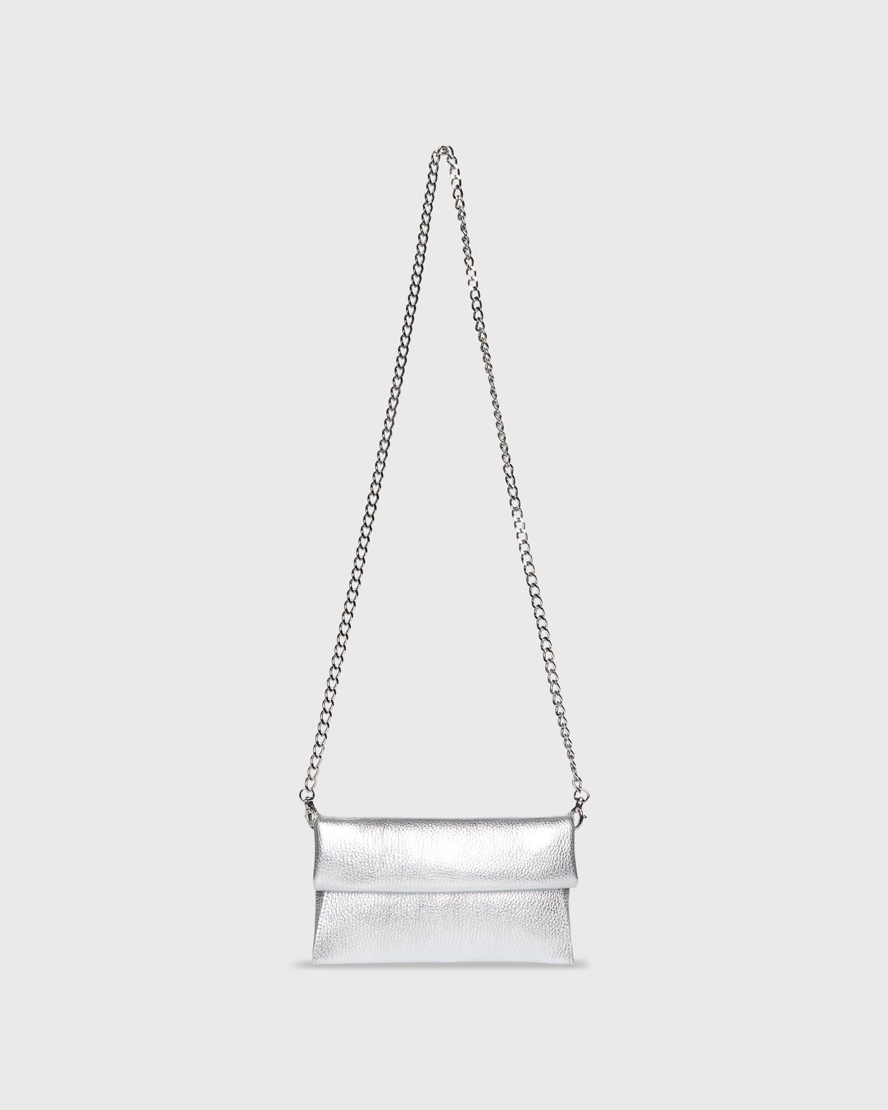 Paige Clutch in Silver Leather