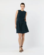 Load image into Gallery viewer, Blythe Dress in Navy/Mallard Sparkle Tweed
