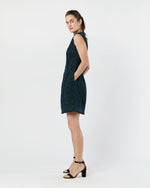 Load image into Gallery viewer, Blythe Dress in Navy/Mallard Sparkle Tweed
