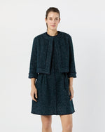 Load image into Gallery viewer, Blythe Dress in Navy/Mallard Sparkle Tweed
