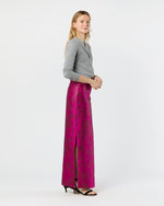 Load image into Gallery viewer, Long Pencil Skirt in Magenta/Bronze Floral Matelassé
