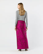 Load image into Gallery viewer, Long Pencil Skirt in Magenta/Bronze Floral Matelassé
