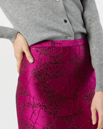 Load image into Gallery viewer, Long Pencil Skirt in Magenta/Bronze Floral Matelassé
