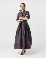 Load image into Gallery viewer, Classic Shirtwaist Maxi Dress in Mini Macbeth Tartan Iridescent Silk Shantung
