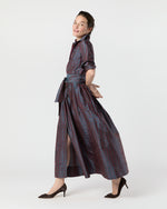 Load image into Gallery viewer, Classic Shirtwaist Maxi Dress in Mini Macbeth Tartan Iridescent Silk Shantung
