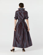 Load image into Gallery viewer, Classic Shirtwaist Maxi Dress in Mini Macbeth Tartan Iridescent Silk Shantung
