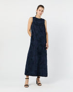 Load image into Gallery viewer, Susy Shift Maxi Dress in Navy Ribbon Embroidery

