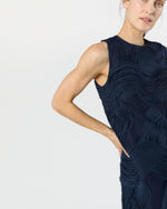 Load image into Gallery viewer, Susy Shift Maxi Dress in Navy Ribbon Embroidery
