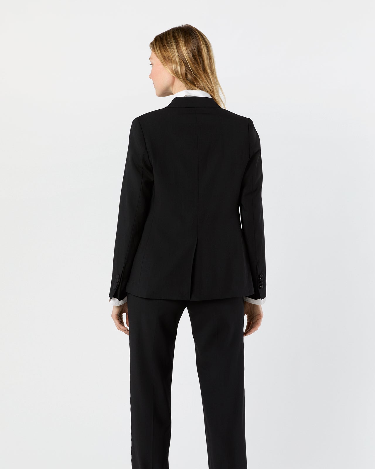 Tuxedo Jacket in Black Wool Barathea
