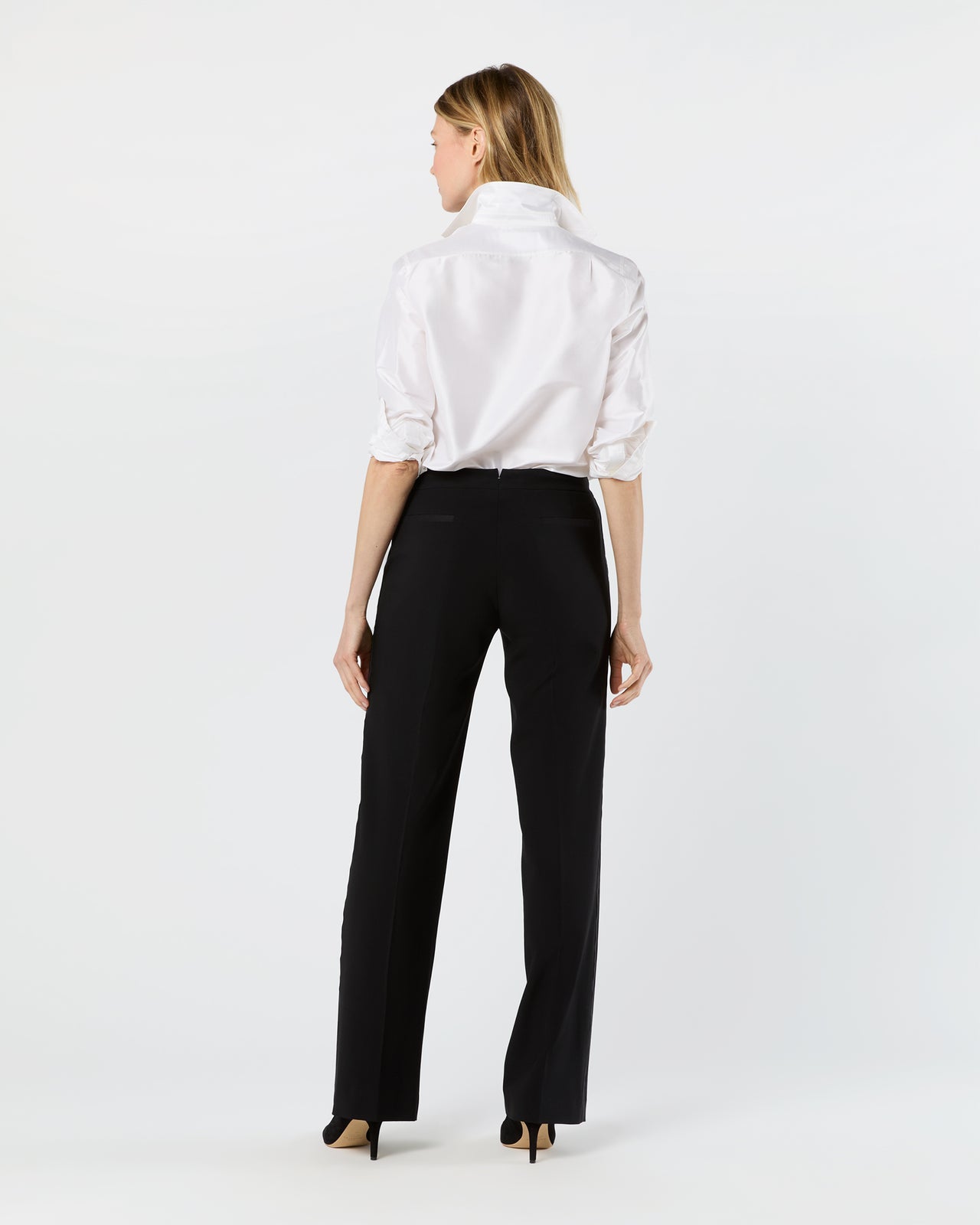 Tuxedo Pant in Black Wool Barathea