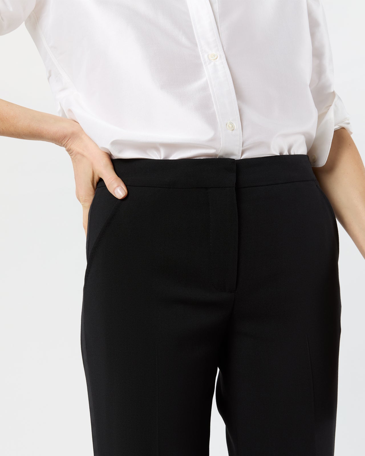 Tuxedo Pant in Black Wool Barathea