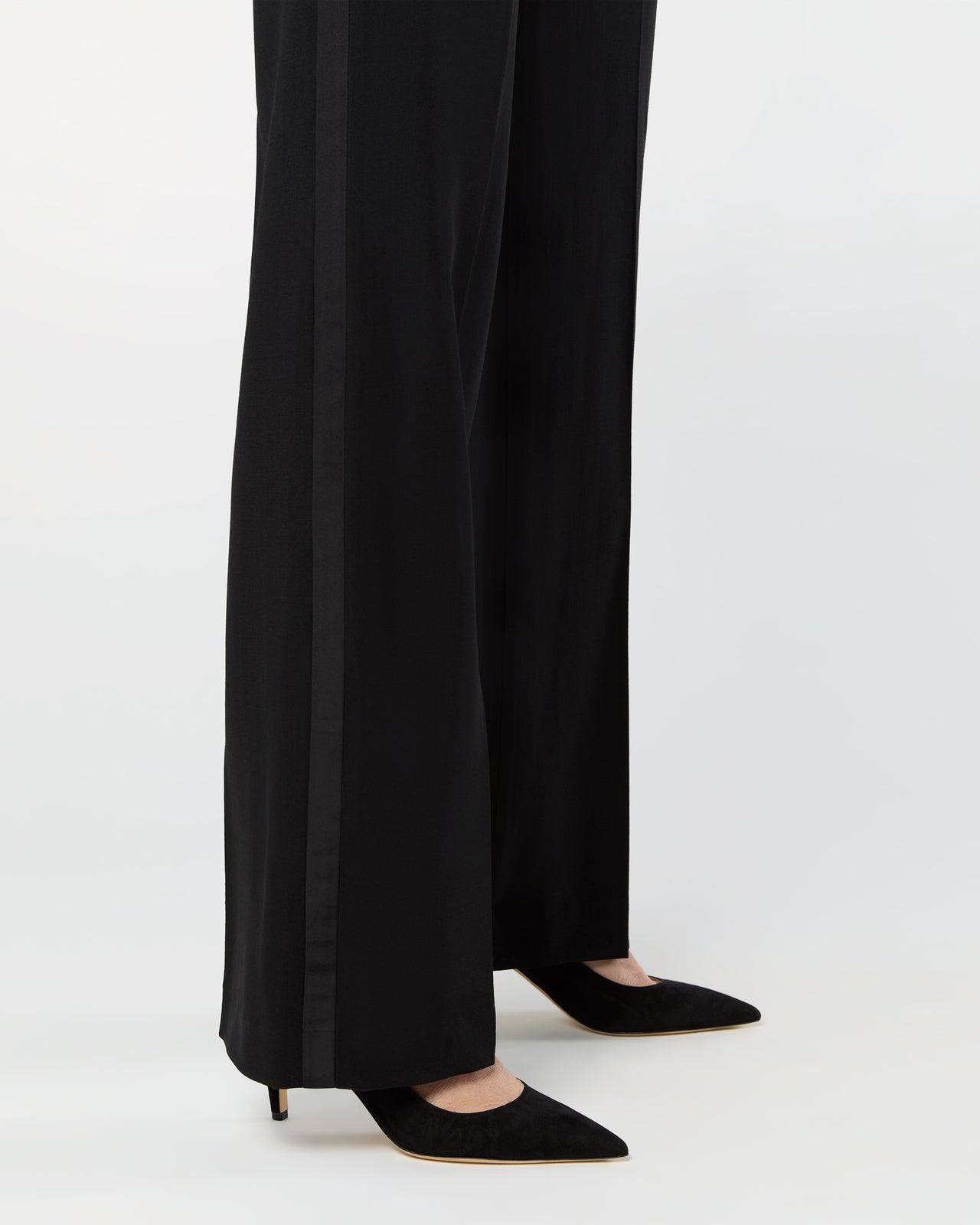 Tuxedo Pant in Black Wool Barathea