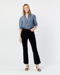 Kendall Flare 5-Pocket Jean in Black Stretch Velveteen