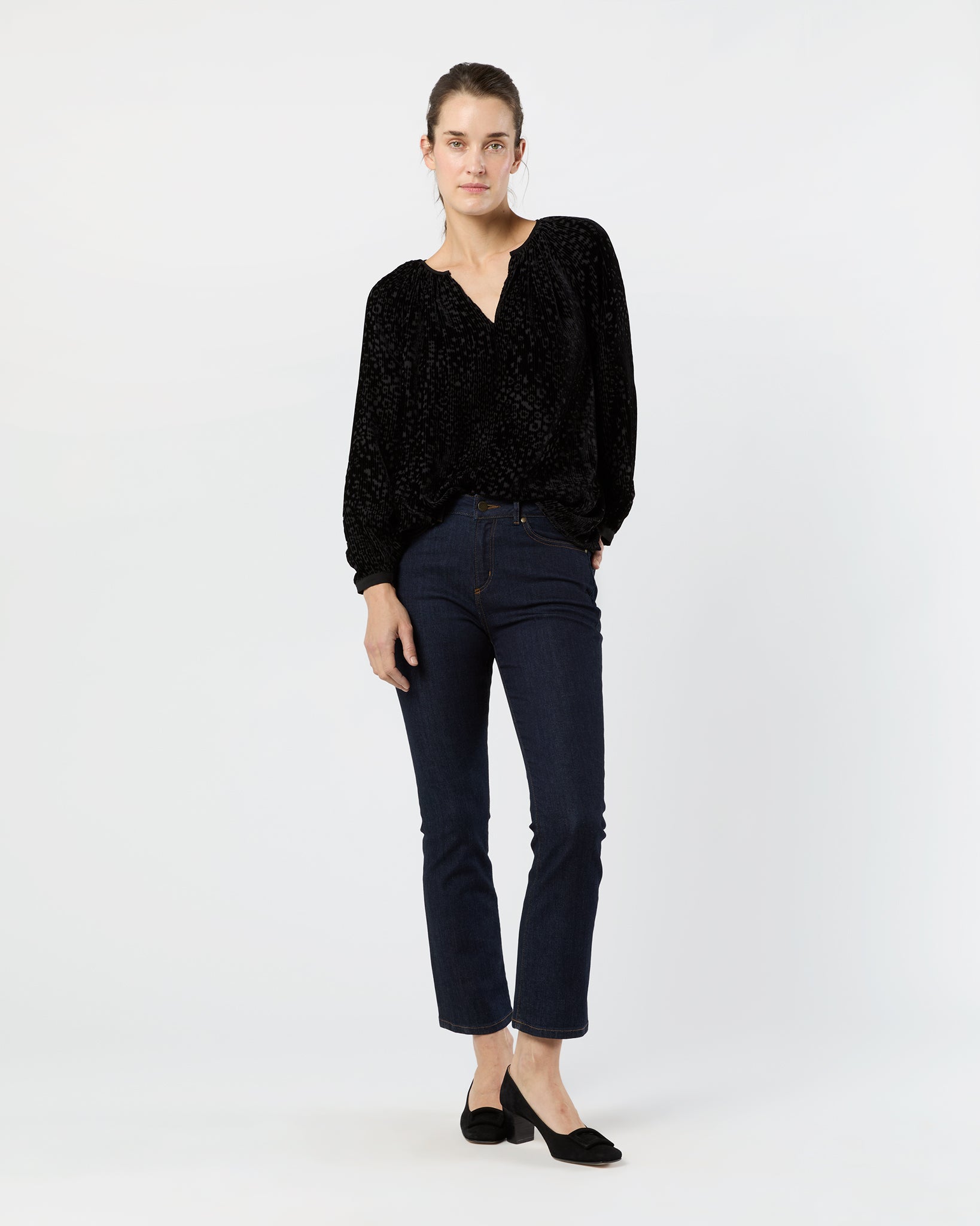 Ariana Blouse in Black Burnout Velvet