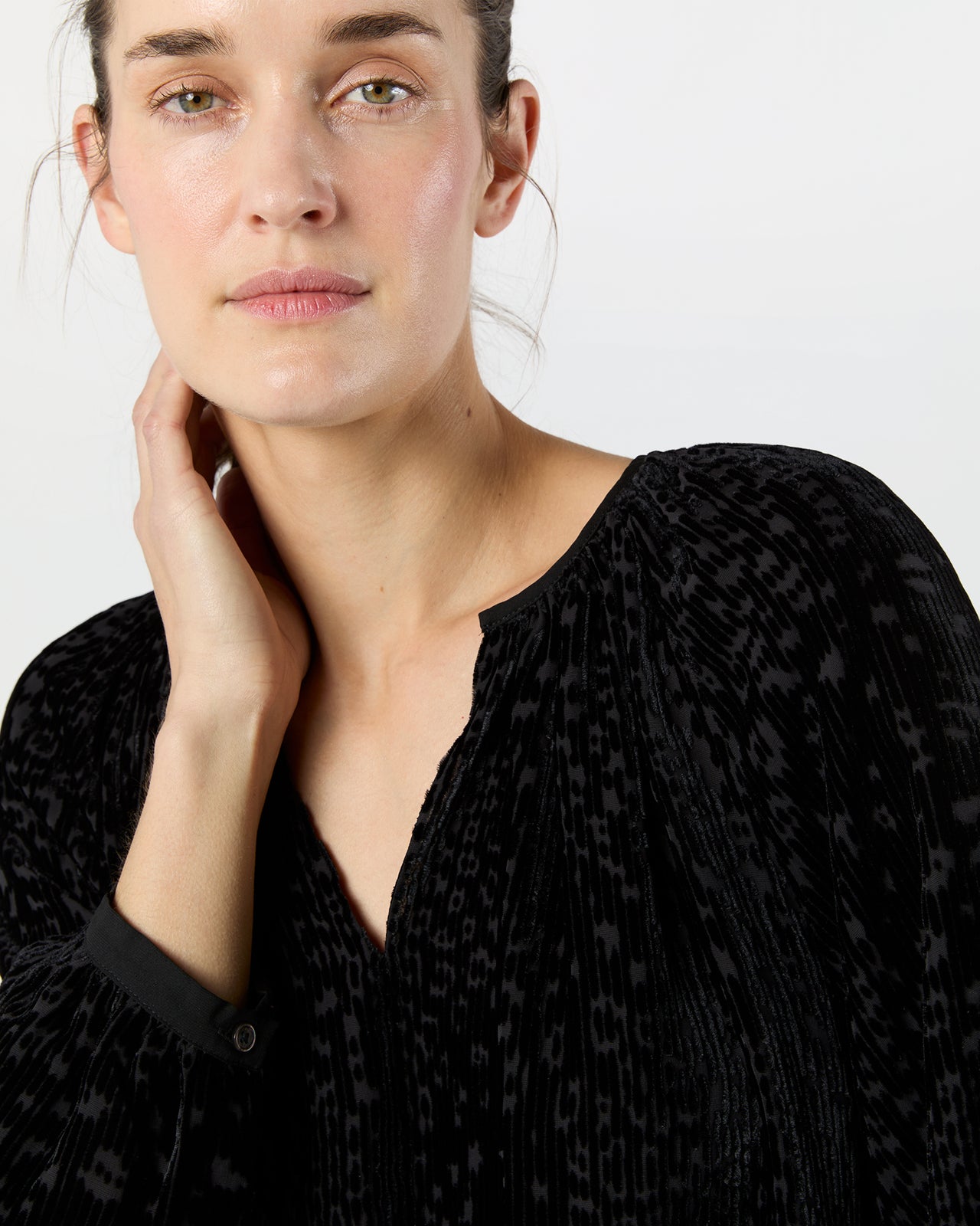 Ariana Blouse in Black Burnout Velvet