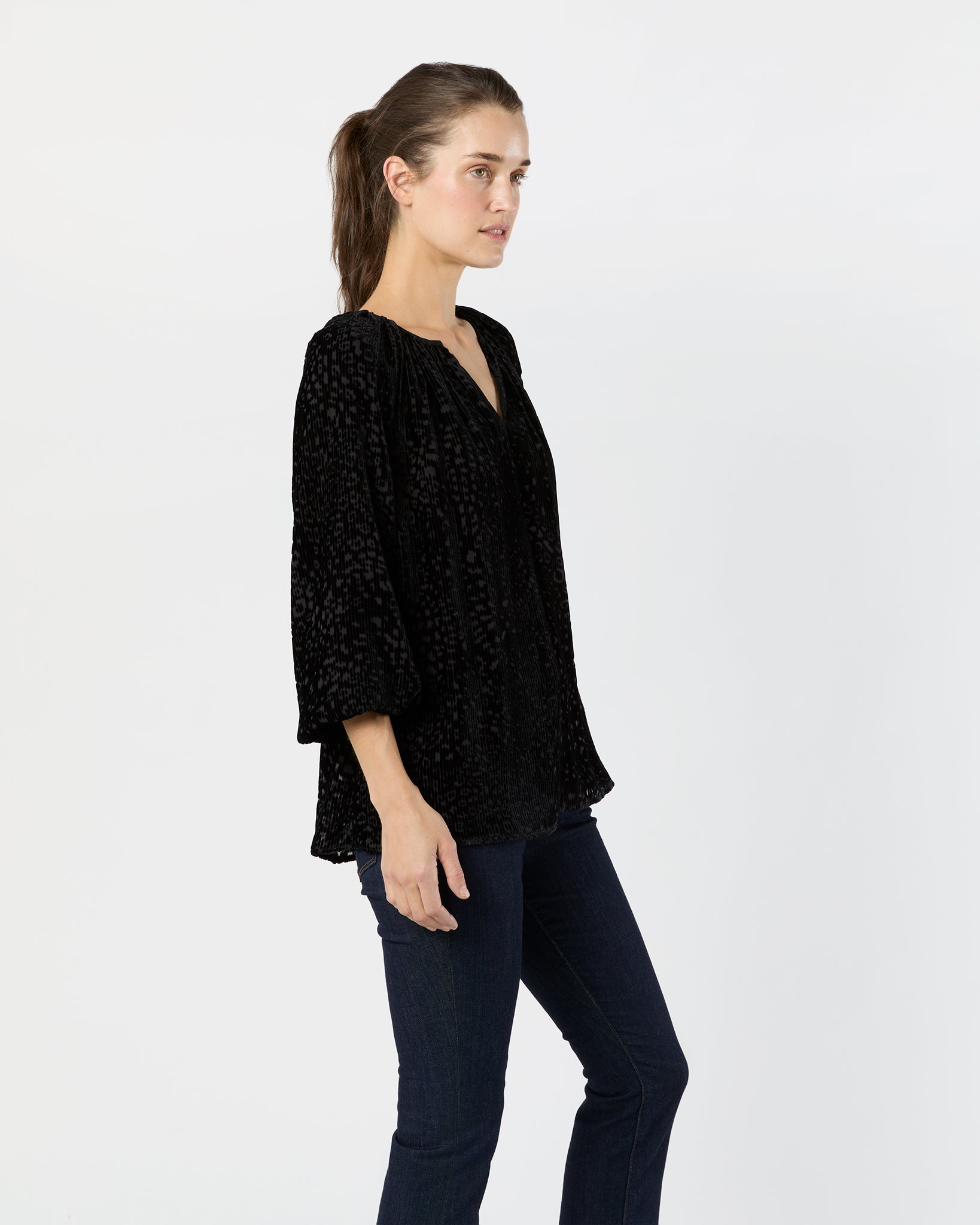Ariana Blouse in Black Burnout Velvet
