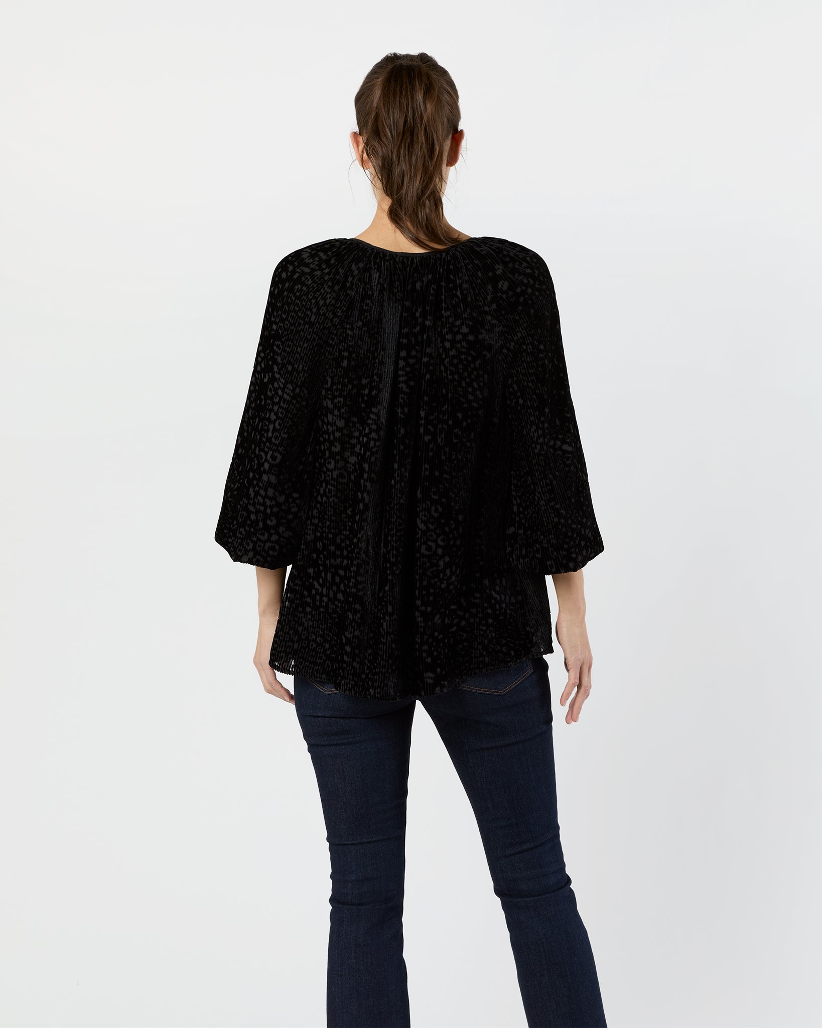 Ariana Blouse in Black Burnout Velvet