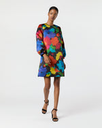 Load image into Gallery viewer, Lulu Dress in Black/Multi Floral Mikado
