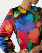 Load image into Gallery viewer, Lulu Dress in Black/Multi Floral Mikado
