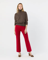 Lara Knit Flare Cropped Pant in Red Supima Cotton