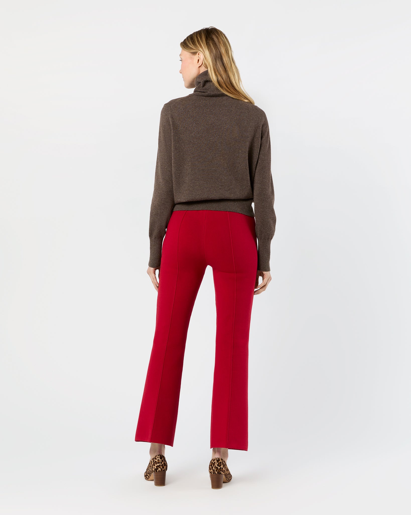 Lara Knit Flare Cropped Pant in Red Supima Cotton